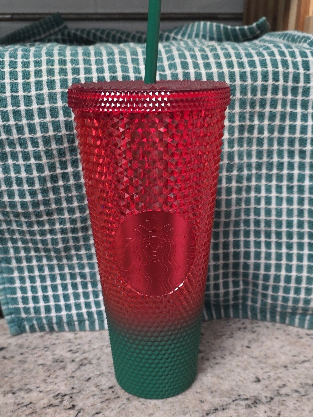 Disneyland Starbucks Red & Green Christmas Studded Tumbler